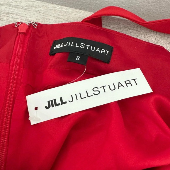 Jill Jill Stuart Red Ruffle Crossback Gown Crepe Red Evening Formal NWT Size 8 - Picture 10 of 11